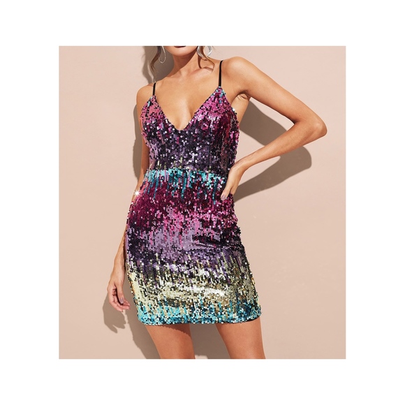 MBM Unlimited Dresses & Skirts - Multicolor Pink Bodycon Sequin Cocktail Dress